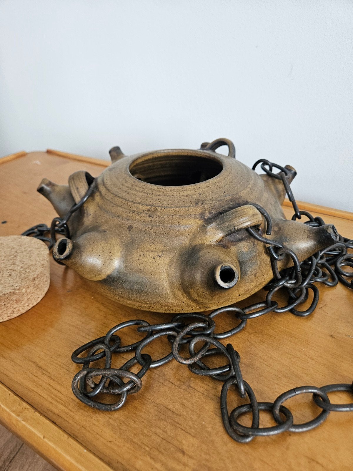 Vintage Aardewerk Olie Lamp van Jan de Graaf, Ophalen