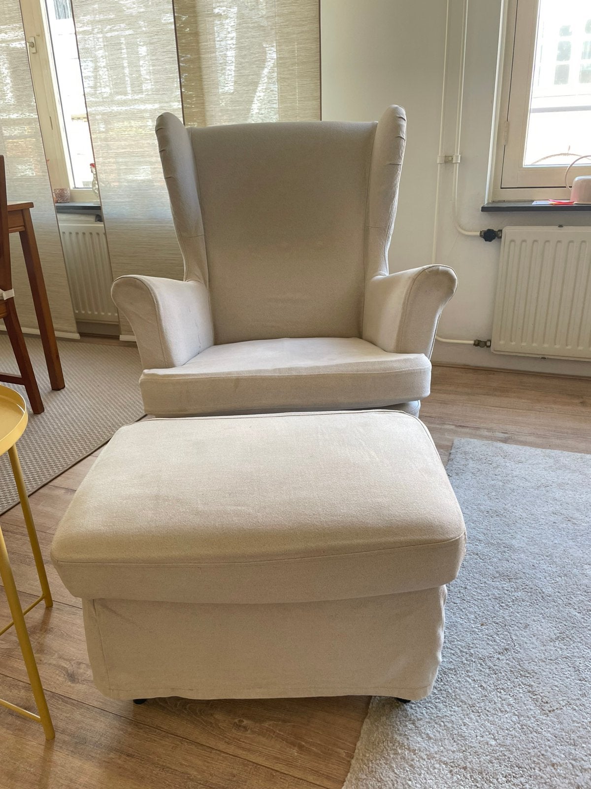 Oor fauteuil strandmon met voeten bankje, Ophalen, Gebruikt, 75 tot 100 cm, Stof