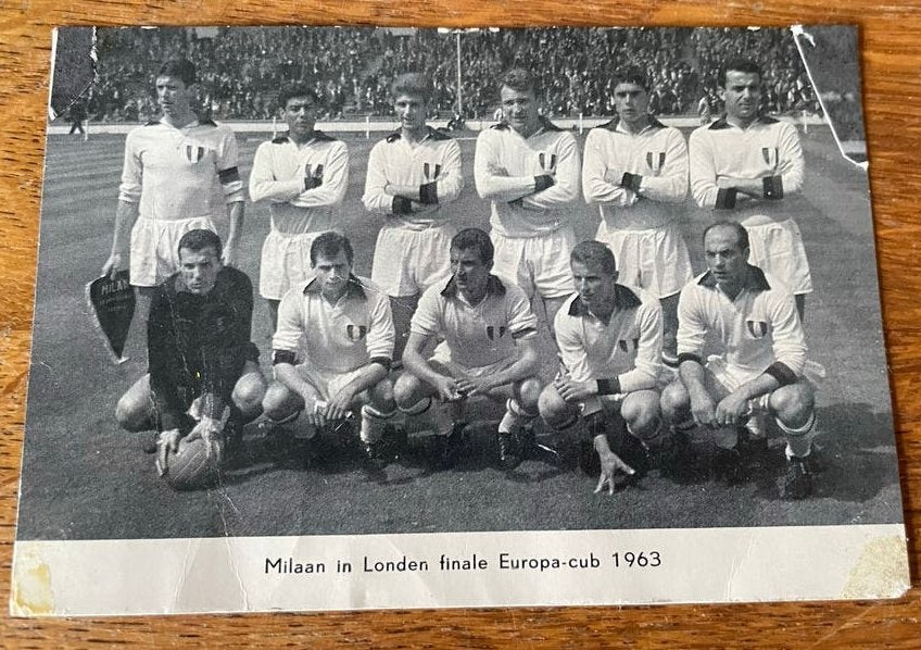 AC Milan in Londen finale Europacup 1963 MONTY *zeldzaam*, Ophalen of Verzenden, Gebruikt, Buitenlandse clubs, Poster, Plaatje of Sticker