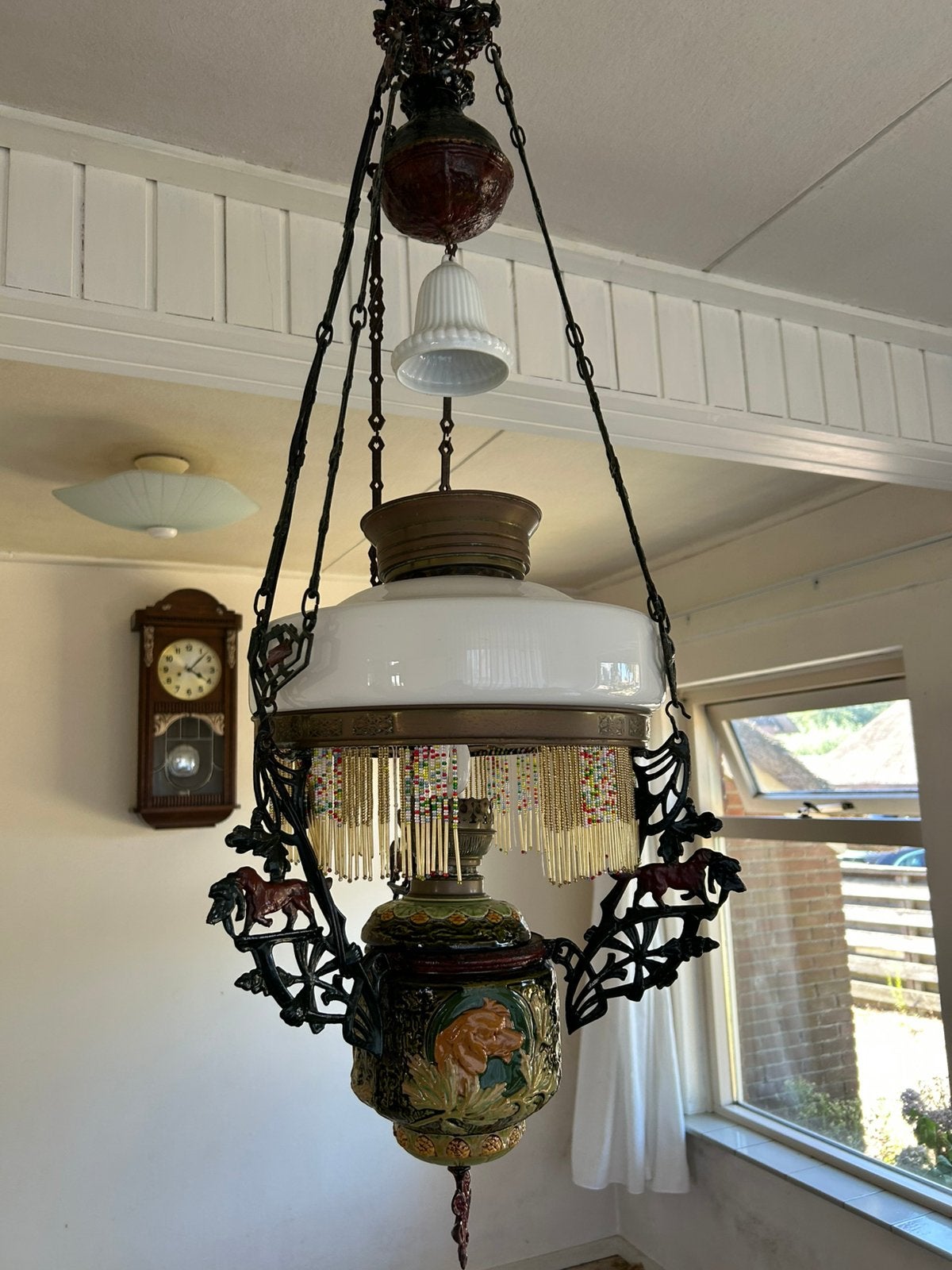 Lamp (petroleum/olielamp) Art Nouveau/Jugendstil-stijl,, Antiek en Kunst, Ophalen