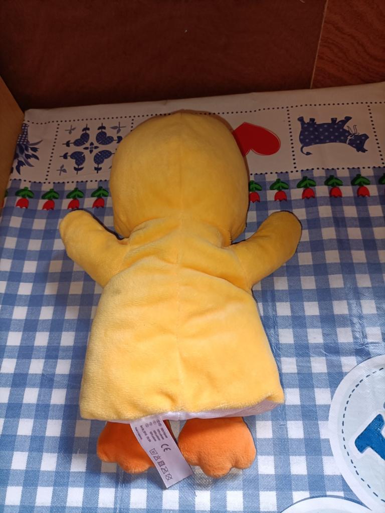 Gele eend handpop 27 cm groot, Ophalen of Verzenden, Zo goed als nieuw
