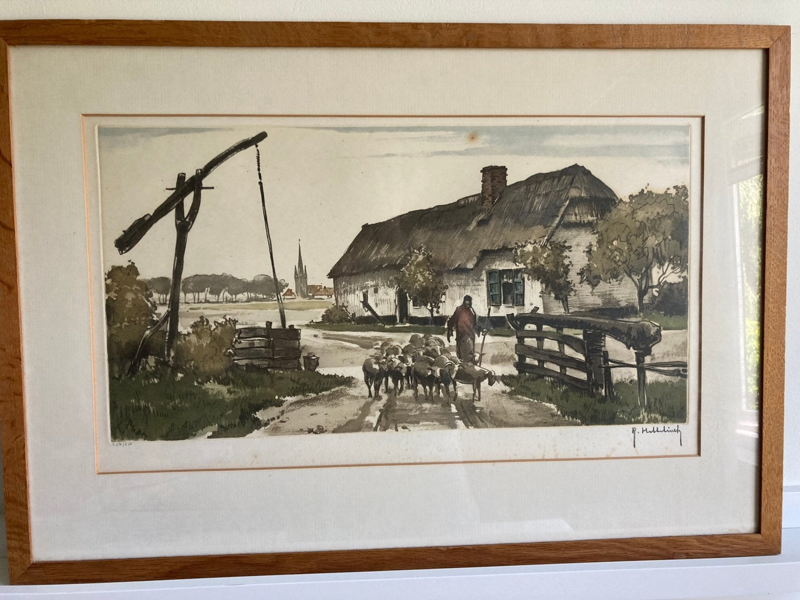 J. Hebbeling – gesigneerde kleurets – oplage 250/300, Ets, Ingelijst, Ophalen of Verzenden, Landschap