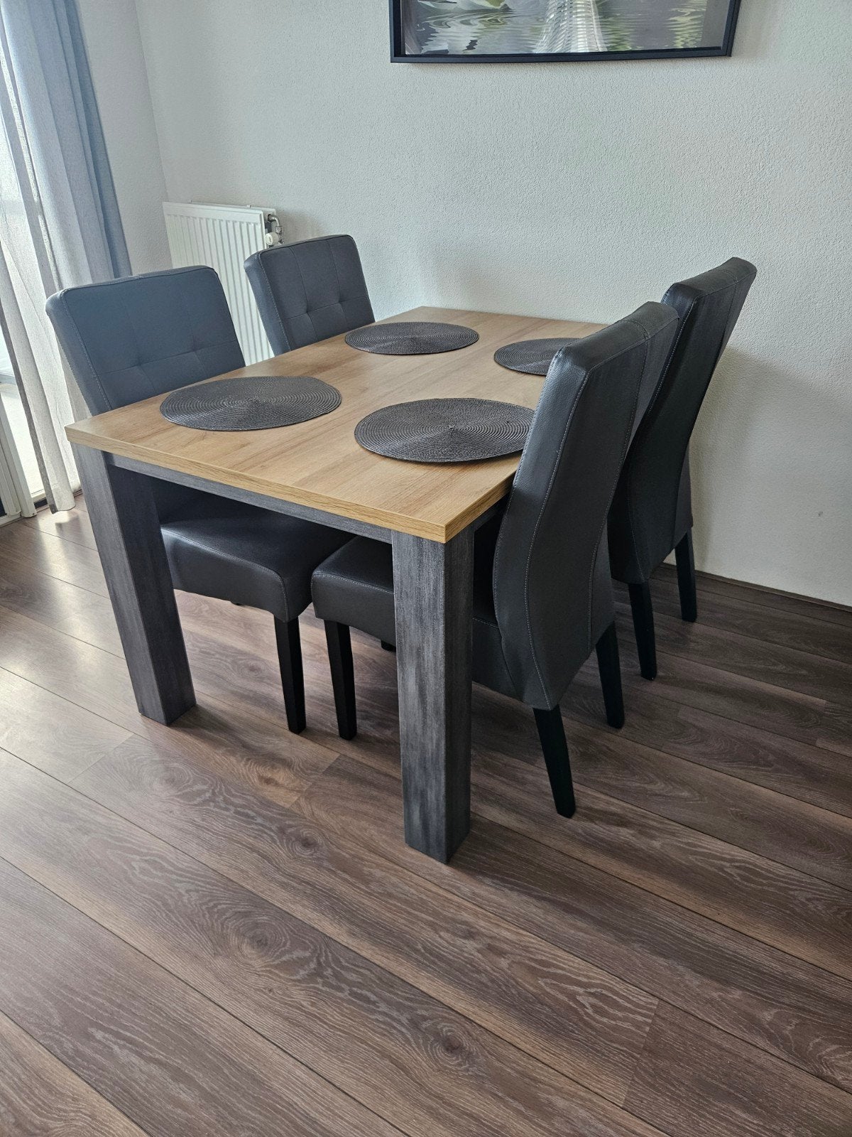 Eettafel set (90 x 138 cm) in zeer goede staat., 200 cm of meer, Zo goed als nieuw, Rechthoekig, 50 tot 100 cm