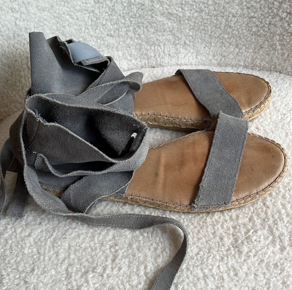 manfield sandalen suede grijs maat 39, Verzenden, Sandalen of Muiltjes, Zo goed als nieuw, Grijs