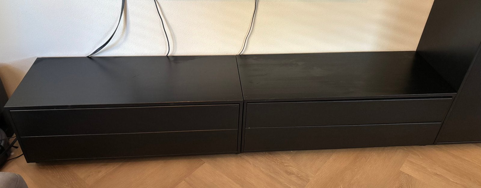 2x WOOOD Finca TV-meubel 100 cm – diepzwart – 200 cm breed, Ophalen, Zo goed als nieuw, Minder dan 150 cm, Minder dan 100 cm