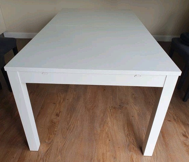 Ikea Bjursta eettafel wit uitschuifbaar 175-260x95cm, Huis en Inrichting, Tafels | Eettafels, Ophalen, Gebruikt, 200 cm of meer