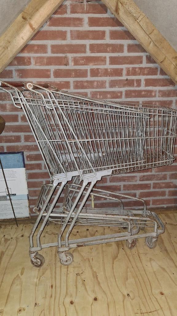 2x Vintage winkelwagen, klein formaat industrieel / brocante, Ophalen
