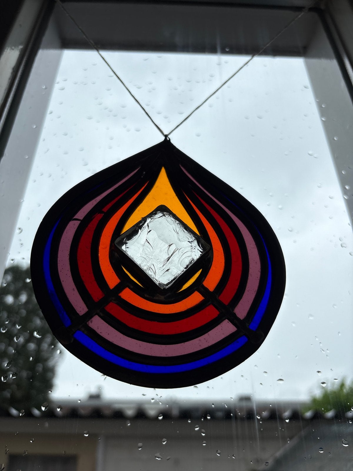 Prachtige glas-in-lood hanger, 16x13cm, Ophalen