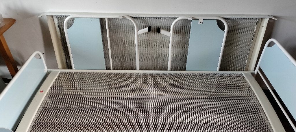 Vintage Slaapkamer Bedden enz Jaren 50/60, Huis en Inrichting, Slaapkamer | Bedden, Ophalen, Gebruikt, Eenpersoons, Wit