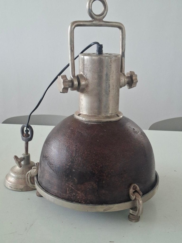 Industriele grote hanglamp metaal scheepslamp retro design, Gebruikt, Metaal, Industrieel, E27 (groot)