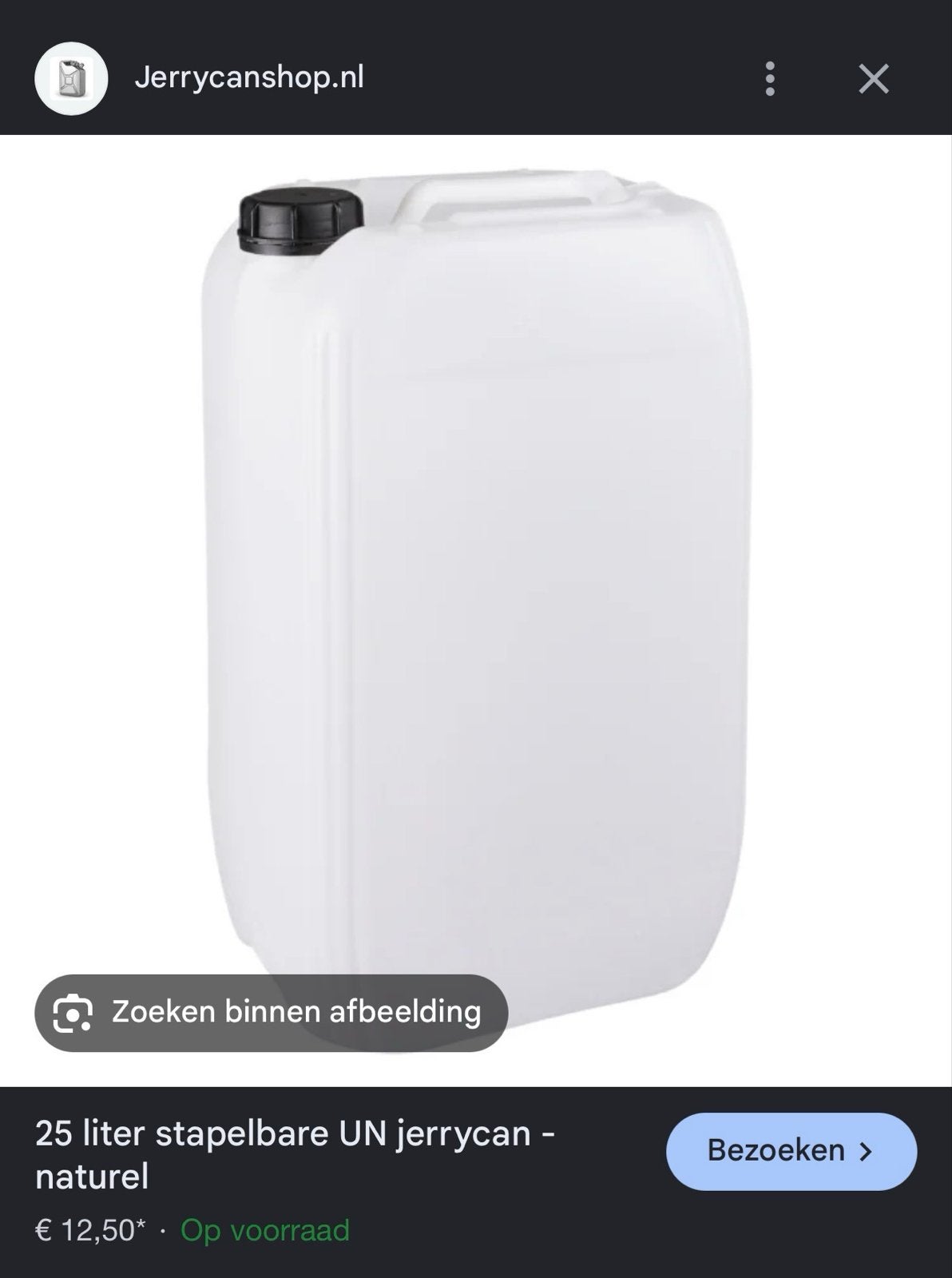 25L Jerrycans, Minder dan 75 liter, Ophalen of Verzenden, Zo goed als nieuw, Kunststof
