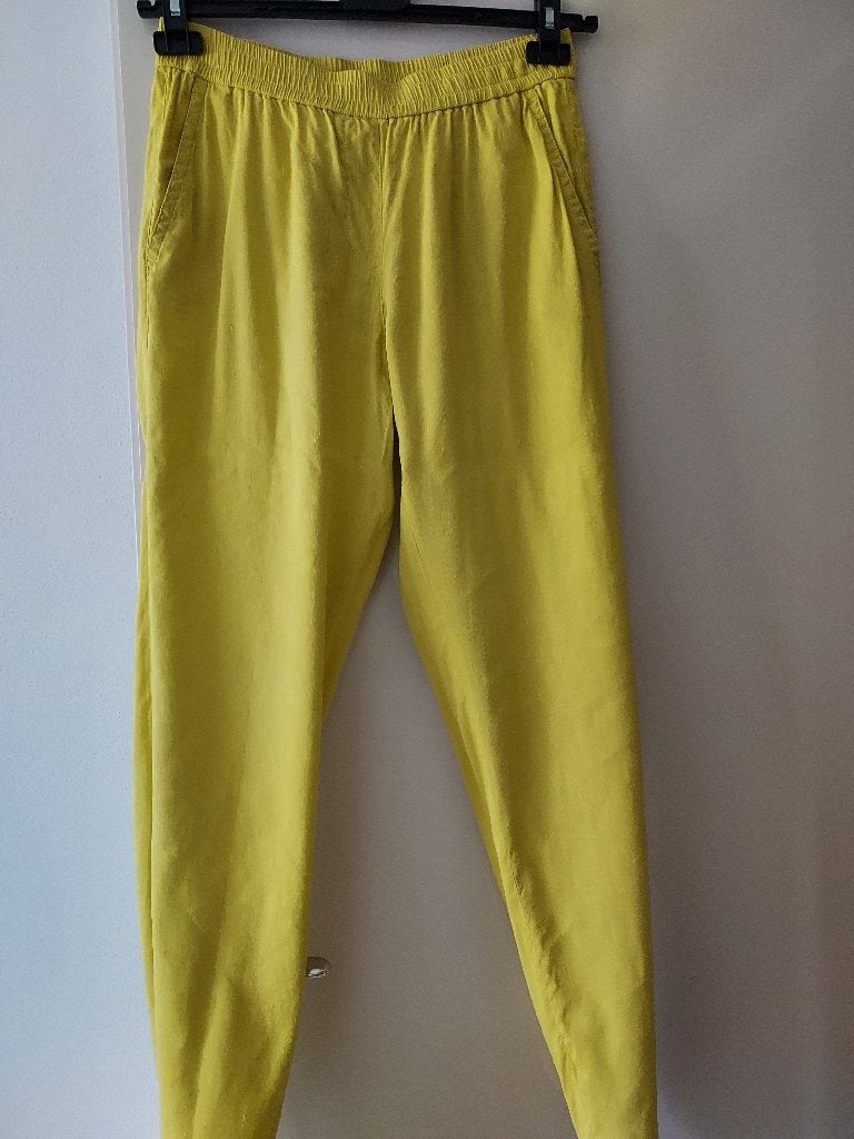 MARC CAIN pantalon maat 2 kleur geel linnenmix, Verzenden, Geel, Zo goed als nieuw, Maat 36 (S)