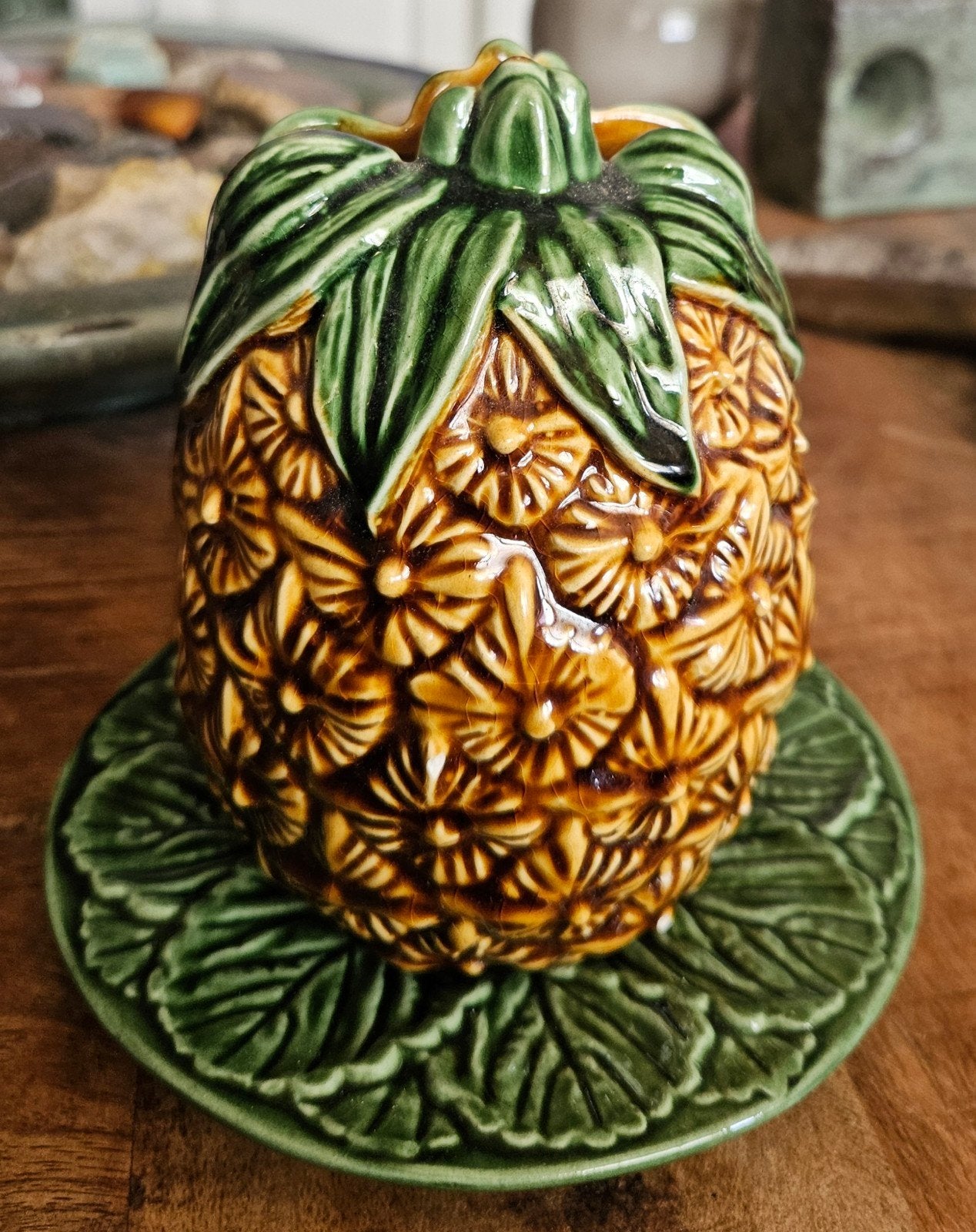 Portugees majolica ananas servettenhouder keramiek, Ophalen of Verzenden
