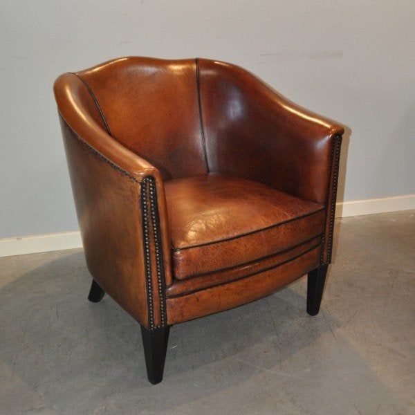 Celeste, een kleine schapenleren fauteuil, Ophalen of Verzenden, Zo goed als nieuw, 50 tot 75 cm, Leer