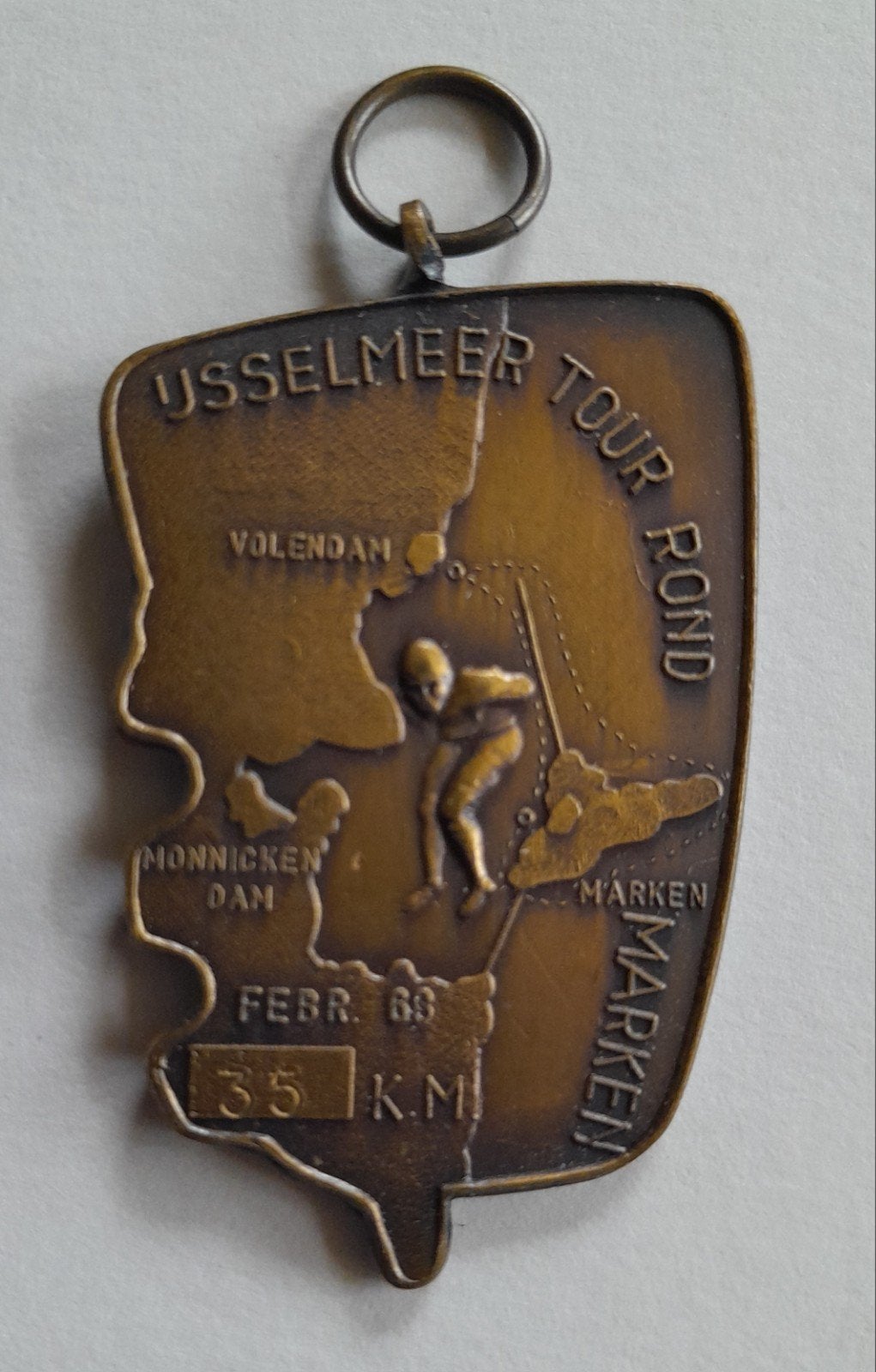Medaille schaatsen IJsselmeer tour rond Marken 1963., Postzegels en Munten, Ophalen of Verzenden, Overige materialen, Nederland