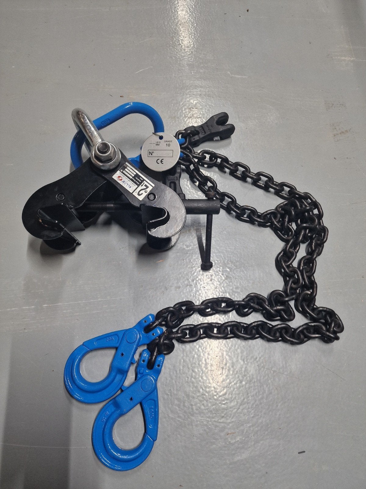 Balkenklem met harpsluiting en ketting - 2 ton, Doe-het-zelf en Verbouw, Lieren en Takels, Ophalen of Verzenden