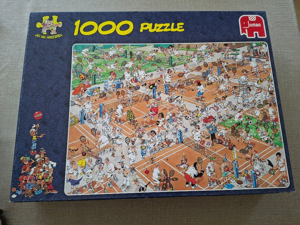 Jan van Haasteren puzzel tennnisbanen, Ophalen, 500 t/m 1500 stukjes, Zo goed als nieuw, Legpuzzel