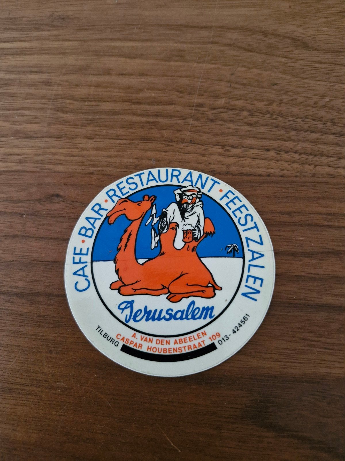 169 Vintage sticker Cafe Restaurant Feestzalen Jerusalem Til, Ophalen of Verzenden, Gebruikt, Overige typen