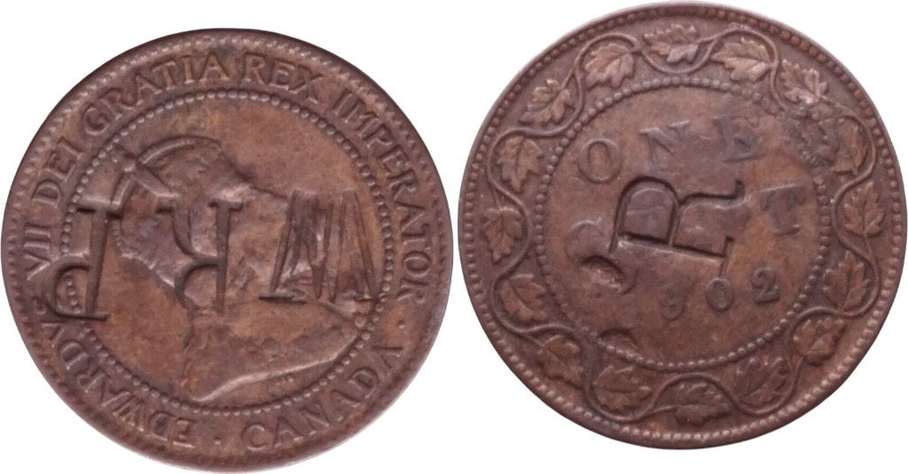One cent 1902, Canada, Eduard VII, met kloppen, Ophalen of Verzenden, Noord-Amerika, Losse munt
