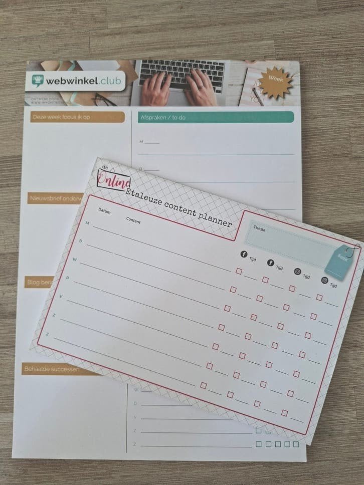 Planner webwinkel webwinkelclub + content planner, Diversen, Agenda's, Ophalen of Verzenden, Nieuw