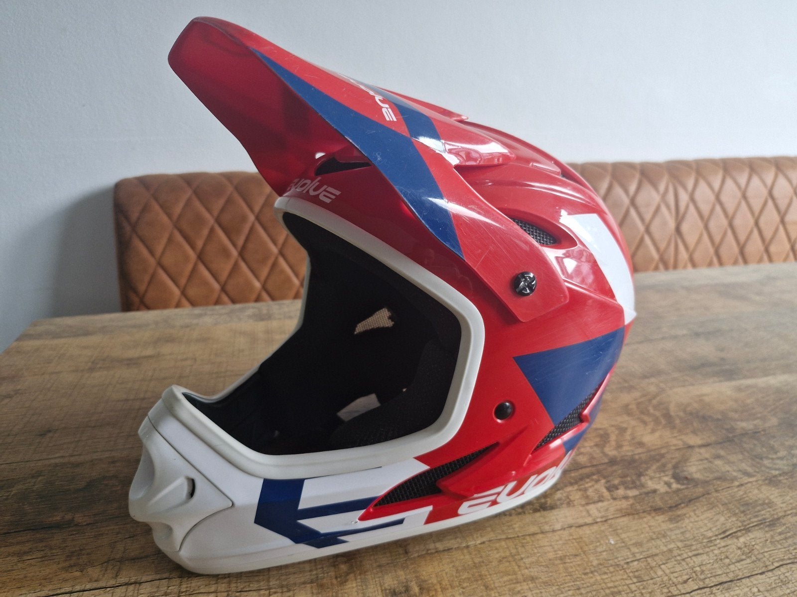 Evolve Y/L Full-Face Fietshelm Rood/Wit/Blauw, Evolve, Jongen of Meisje, Overige maten, Ophalen of Verzenden