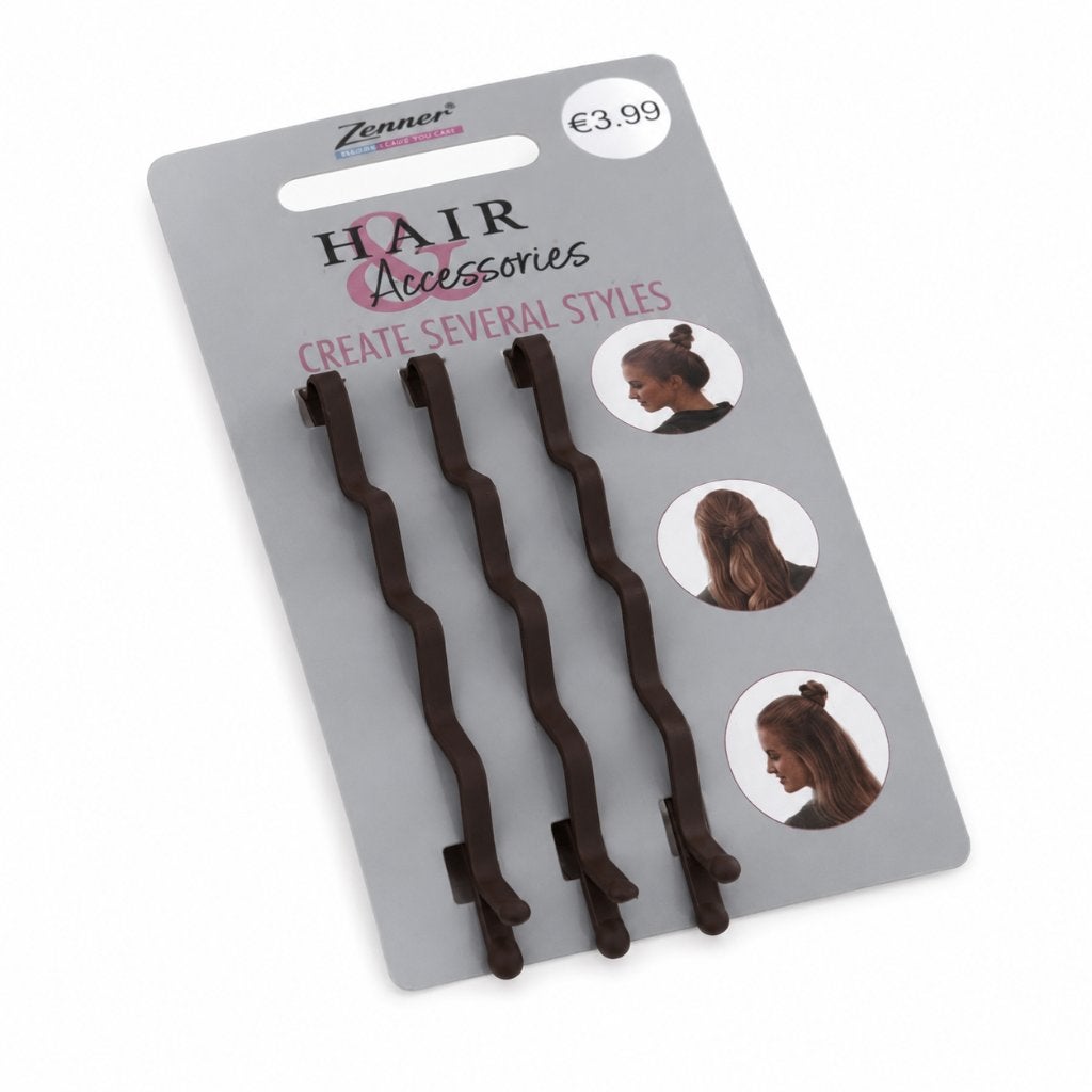 Zenner 3-delige haarstylingset – bruin, Haarspeld, ., Nieuw, Ophalen of Verzenden