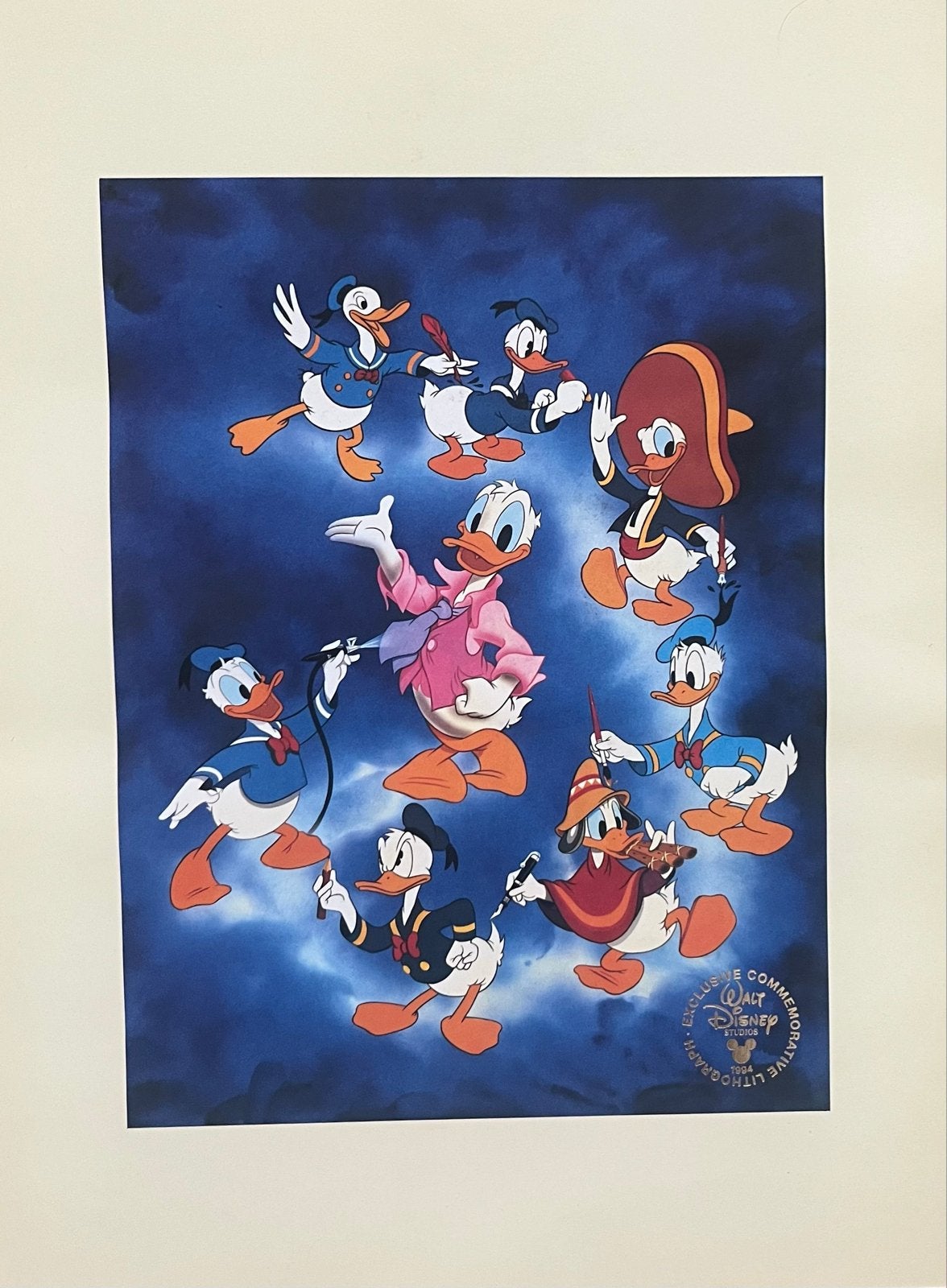 Donald Duck 60 Jaar Jubileum Lithografie - Disney Studios, Antiek en Kunst, Origineel, Ophalen, Personages en Fantasiefiguren
