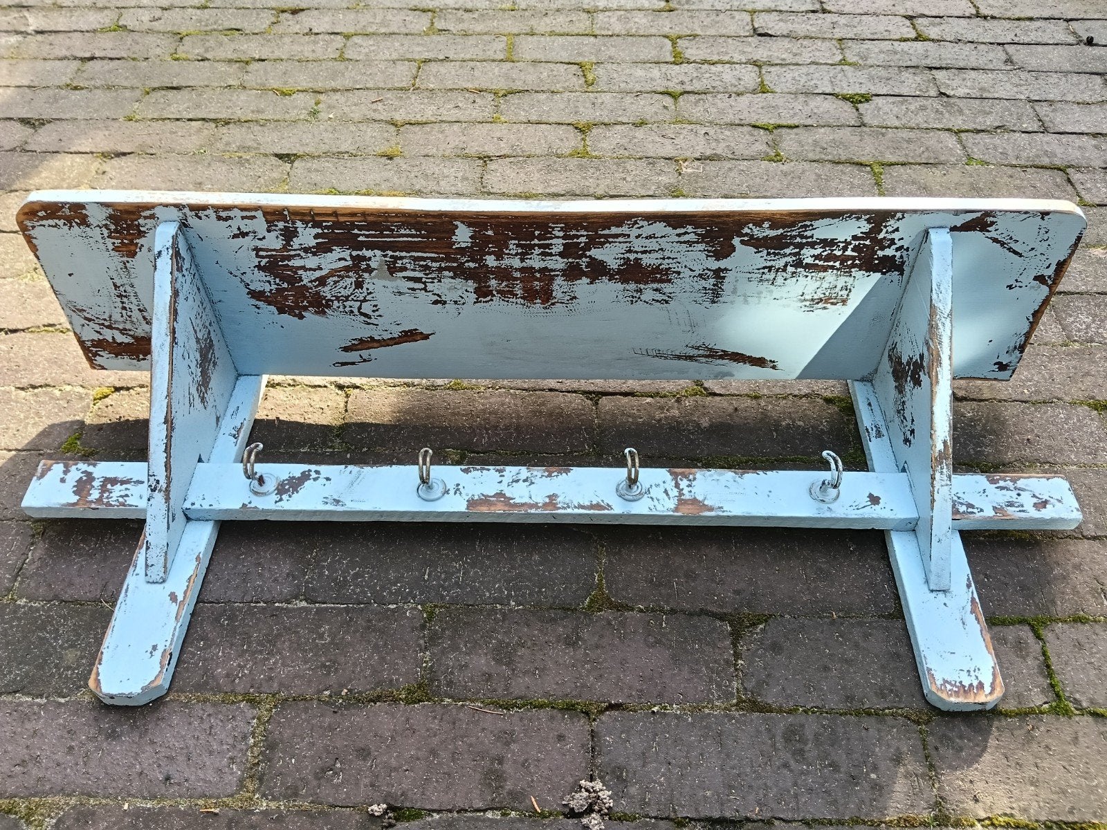 Brocante regaal / wandrek / kapstok blauw, Ophalen