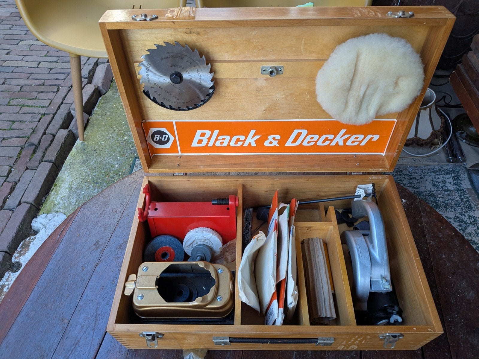 Vintage Black & Decker Hulpstukkenset in Houten Kist, Ophalen, Gebruikt