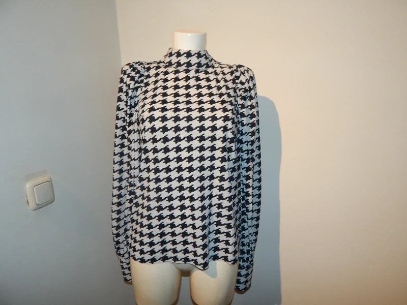 Studio Anneloes zwart wit stretch travel truitje ruiten, Maat 38/40 (M), Studio Anneloes, Lange mouw, Gedragen