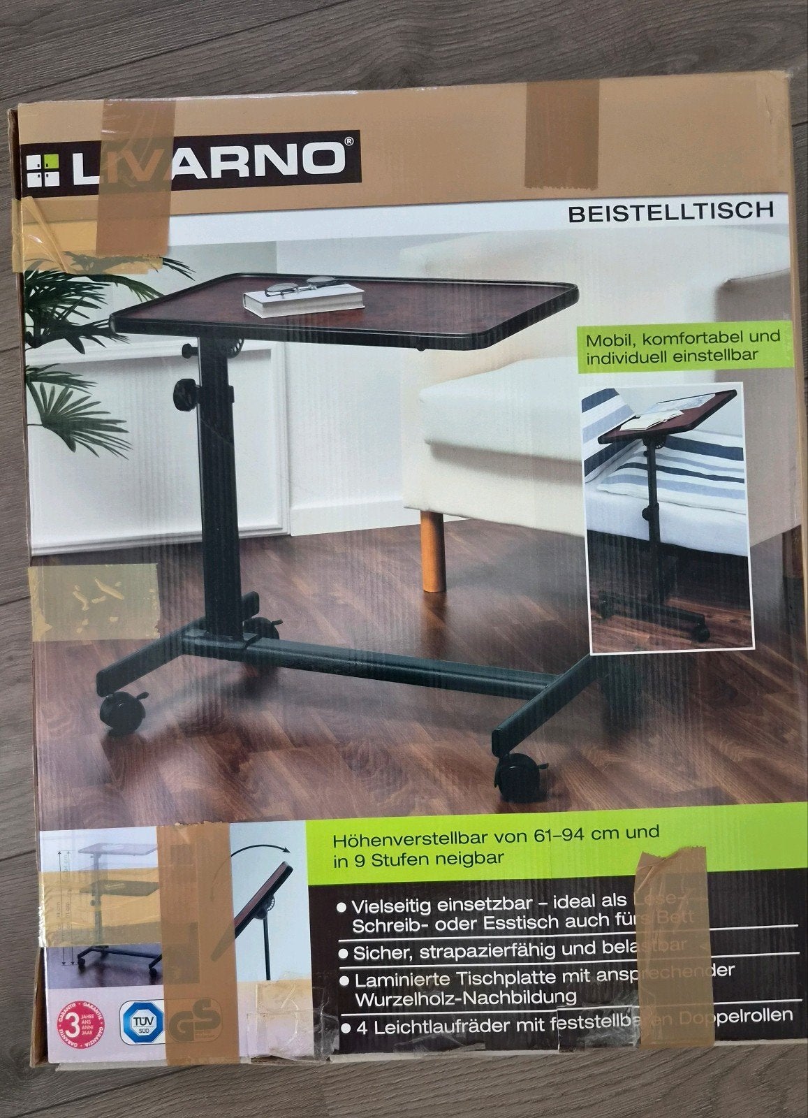 LIVARNO Verstelbare bijzettafel, Modern, functioneel, Nieuw, 60 cm of meer, Rechthoekig