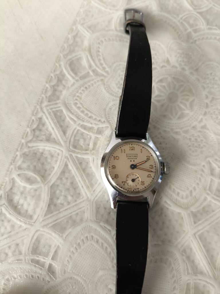 Vintage Pontiac Nageur dames Polshorloge, Overige merken, Staal, Met bandje, Polshorloge