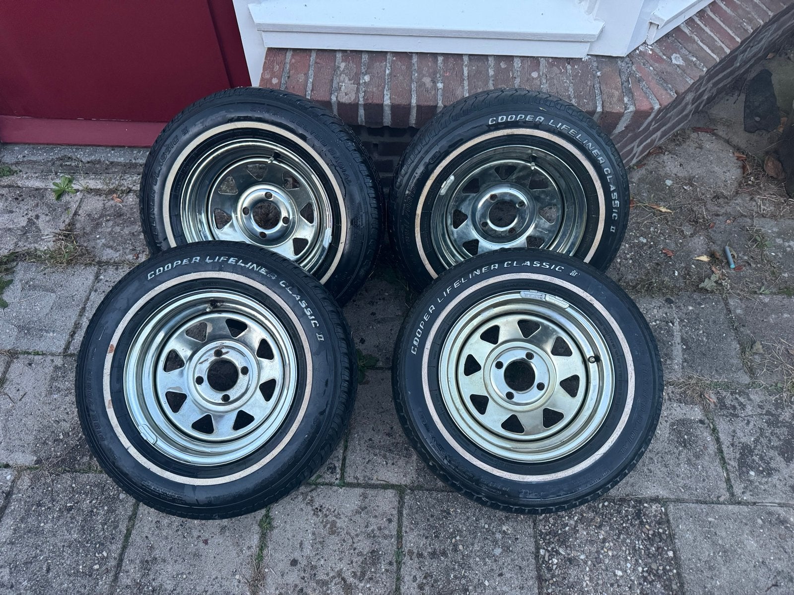 Opel Recorrd velgen met Lifeliner Classic banden oldtimer, Ophalen, Gebruikt, 13 inch, Banden en Velgen