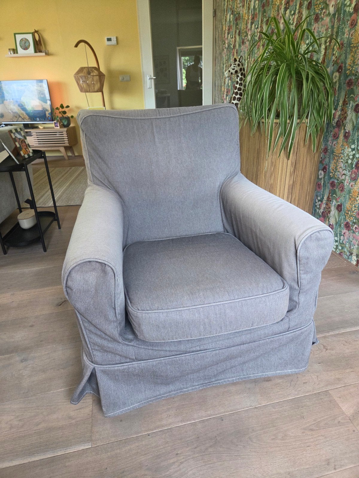 IKEA Jennylund Fauteuil Groen/Grijs, Ophalen, Modern, Comfortabel, Gebruikt, 75 tot 100 cm