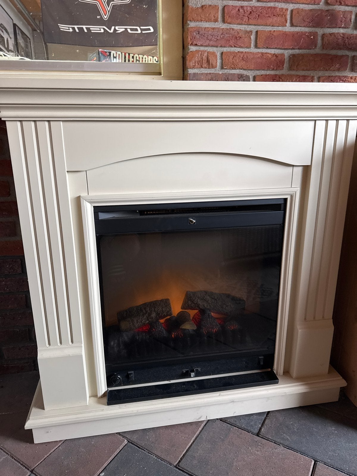 Crème elektrische haard met warmtefunctie, Ophalen, Gebruikt, Vrijstaande haard, Elektrische haard