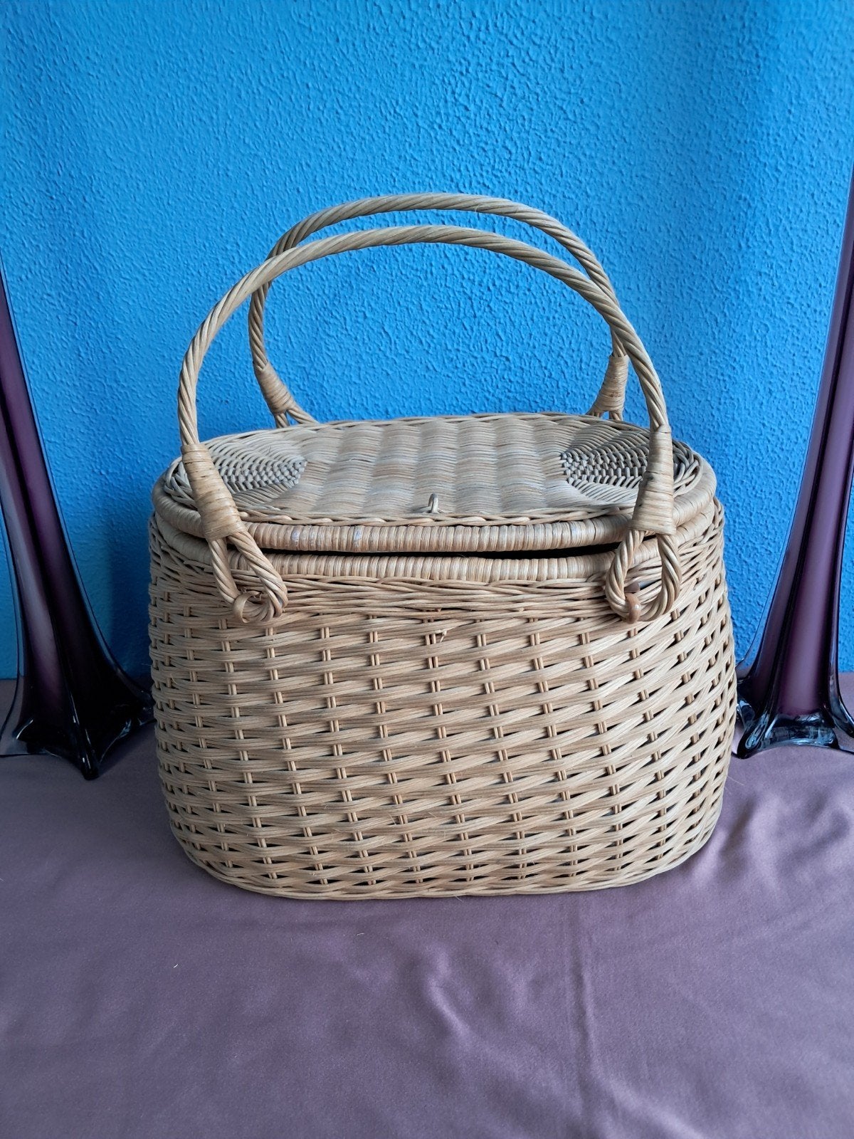 Mooie vintage rieten mand., Antiek en Kunst, Curiosa en Brocante, Ophalen of Verzenden