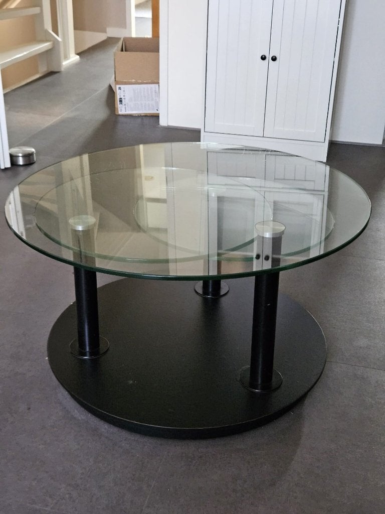 3-Tier Glass Coffee Table, Huis en Inrichting, Tafels | Salontafels, Ophalen, Gebruikt, 100 tot 150 cm, Rond