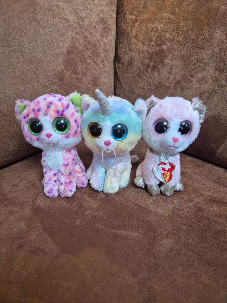 Ty Beanie Boos Knuffels - Set van 3, Overige karakters, Ophalen of Verzenden, Kat, Roze