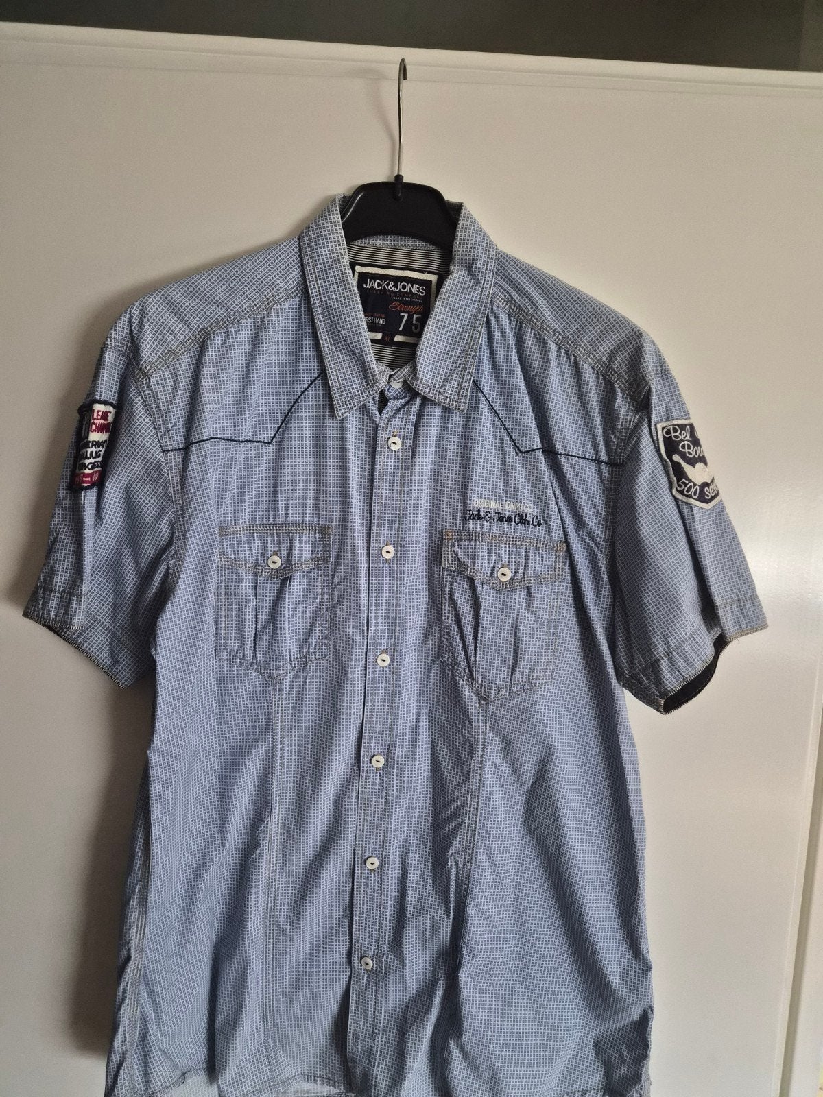 Jack & Jones overhemd met korte mouwen - Maat XL, Kleding | Heren, Overhemden, Blauw, Ophalen of Verzenden, Zo goed als nieuw