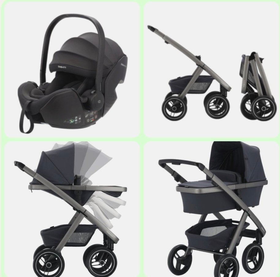 Dubatti Two 3-in-1 Reiswieg/wandel wagen/autostoel incl base, Zo goed als nieuw, Combiwagen, Verstelbare duwstang, Ophalen