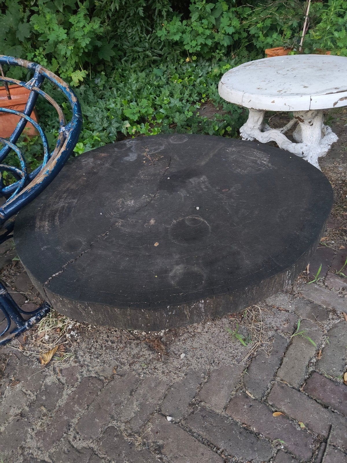 Boomstam tafeltje, Ophalen, Gebruikt, Rechthoekig, Hout