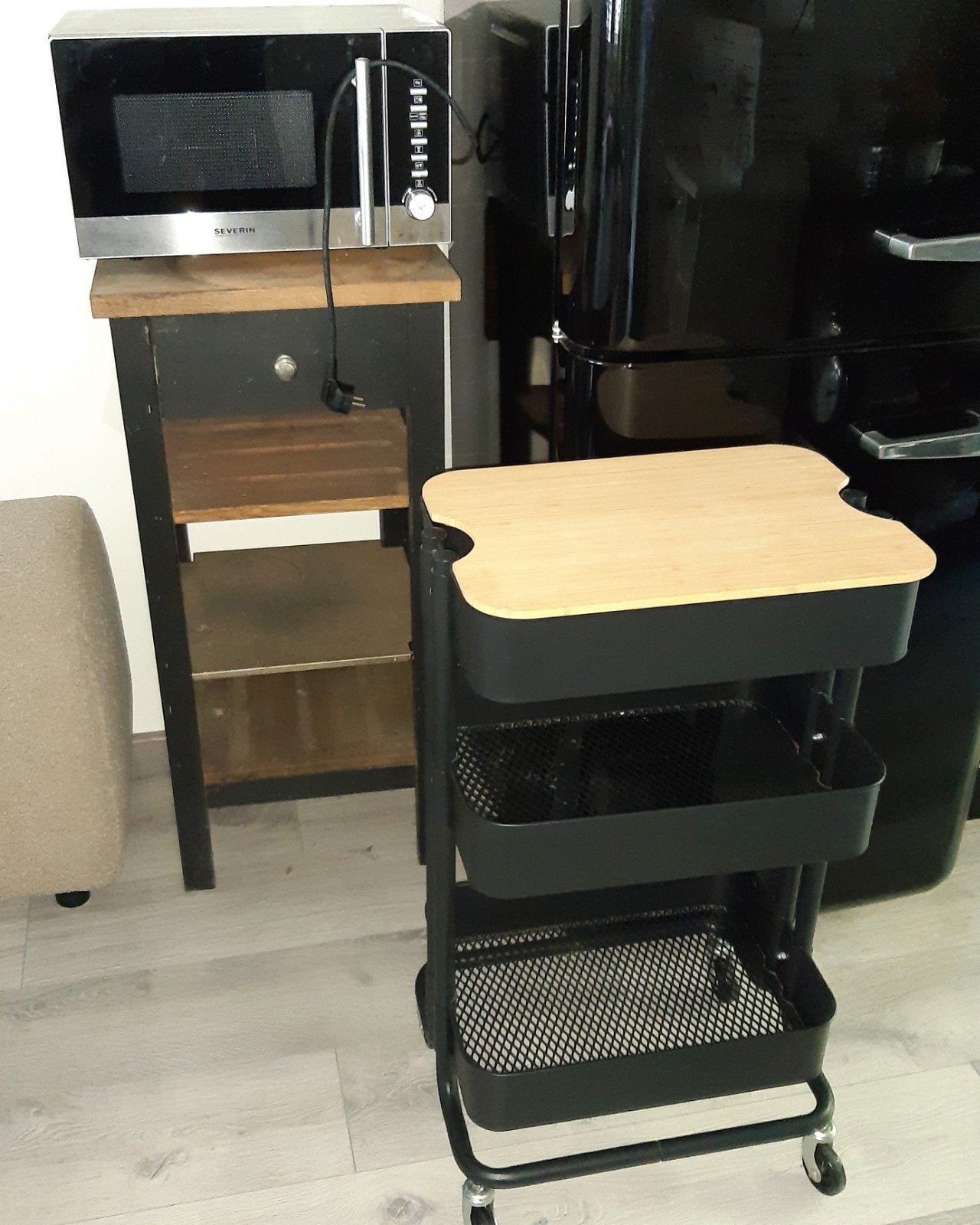 Ikea Raskog trolley + Stenstorp roltafel ( nwpr € 189, Huis en Inrichting, Ophalen, Gebruikt, Hout, IKEA