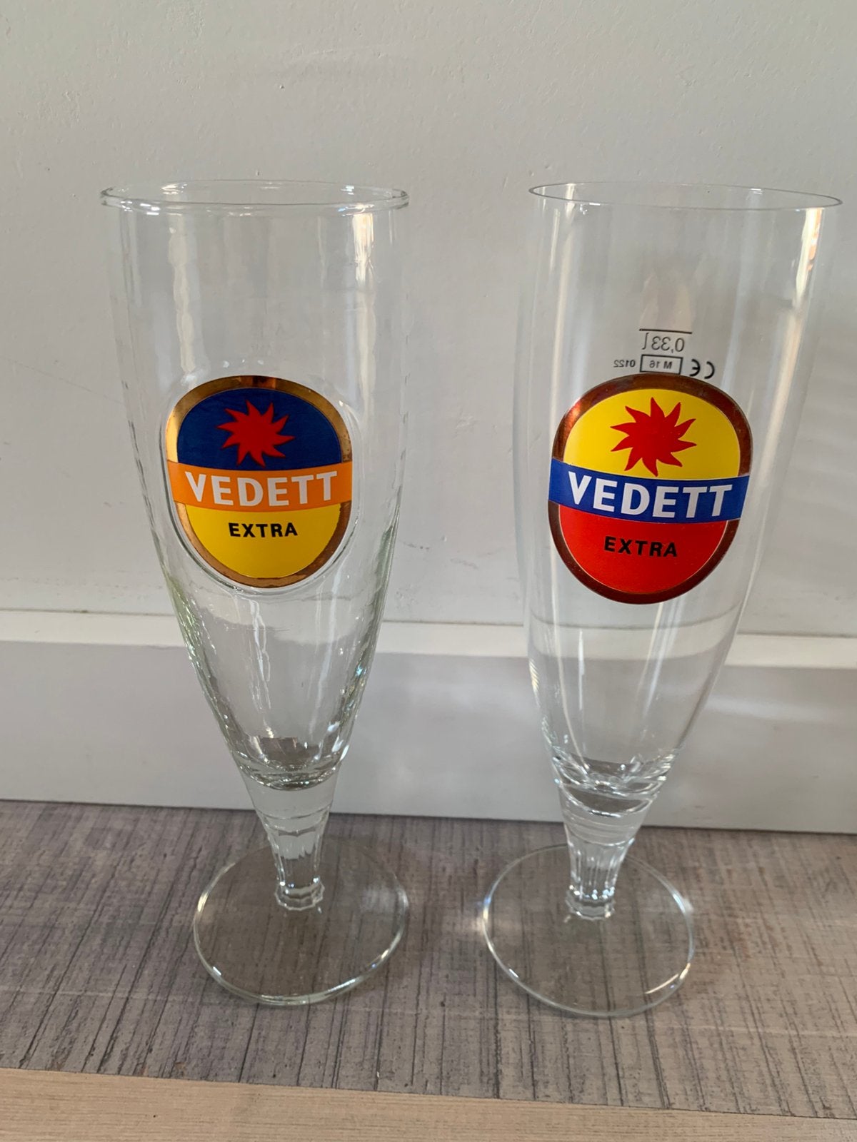 2x Vedett bierglazen, Ophalen of Verzenden, Nieuw, Glas of Glazen, Overige merken