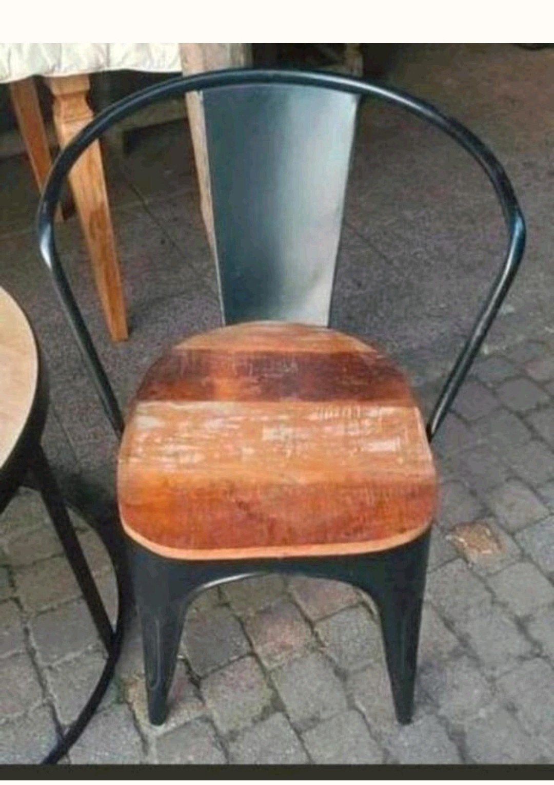 2 industriële stoelen met houten zitting, Huis en Inrichting, Ophalen, Twee, Zwart, Zo goed als nieuw