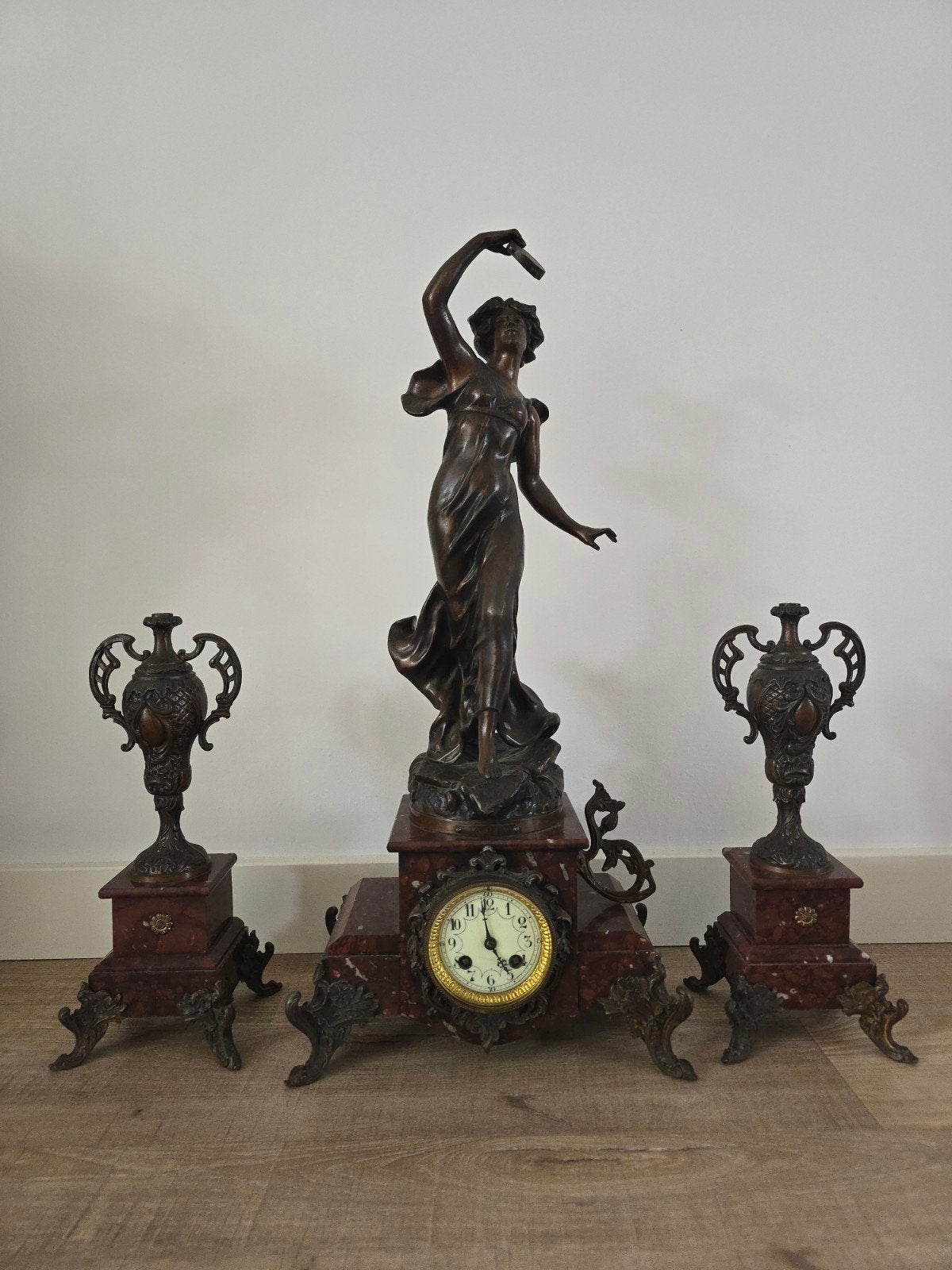 Antieke Franse pendule-set uit de 19e eeuw bu CHARLES RUCHOT, Ophalen of Verzenden