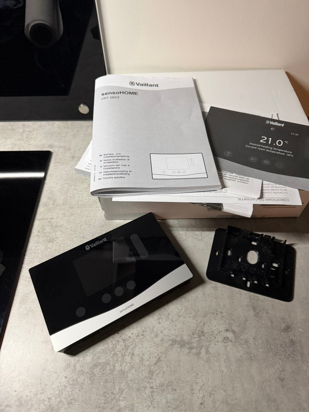Zgan Vaillant VRT 380/2 sensoHOME klokthermostaat + bon, Doe-het-zelf en Verbouw, Thermostaten, Ophalen, Zo goed als nieuw