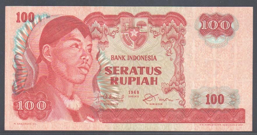 Indonesia 100 Rupiah 1968 General Sudirman, Postzegels en Munten, Verzenden, Zuidoost-Azië, Los biljet
