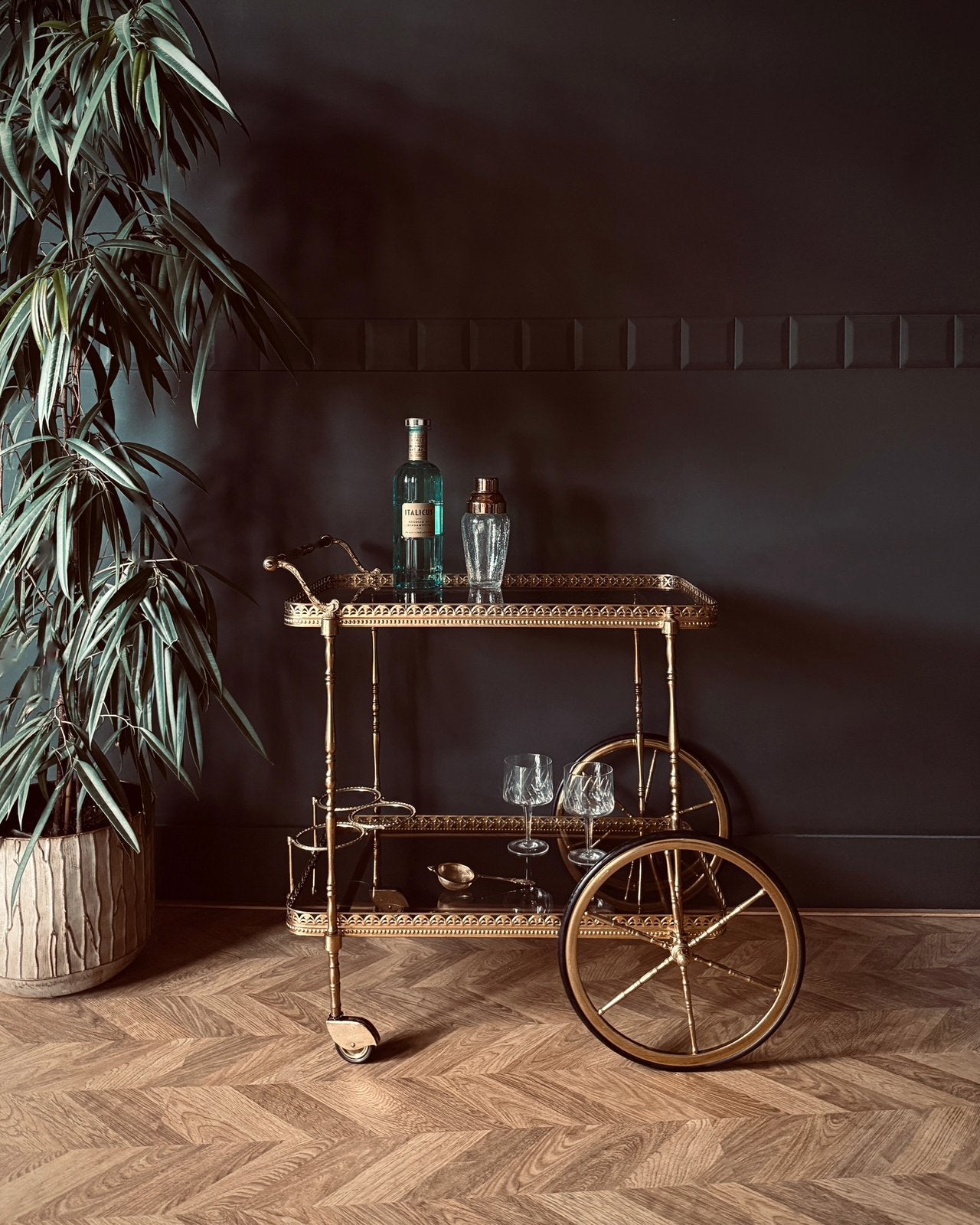 Italiaanse Vintage drankentrolley - bar cart - serveerwagen, Trolleywood, Ophalen of Verzenden, Tramkade 26, Vintage - Bar Cart - Cocktailbar - Drankentrolley - Midcentury