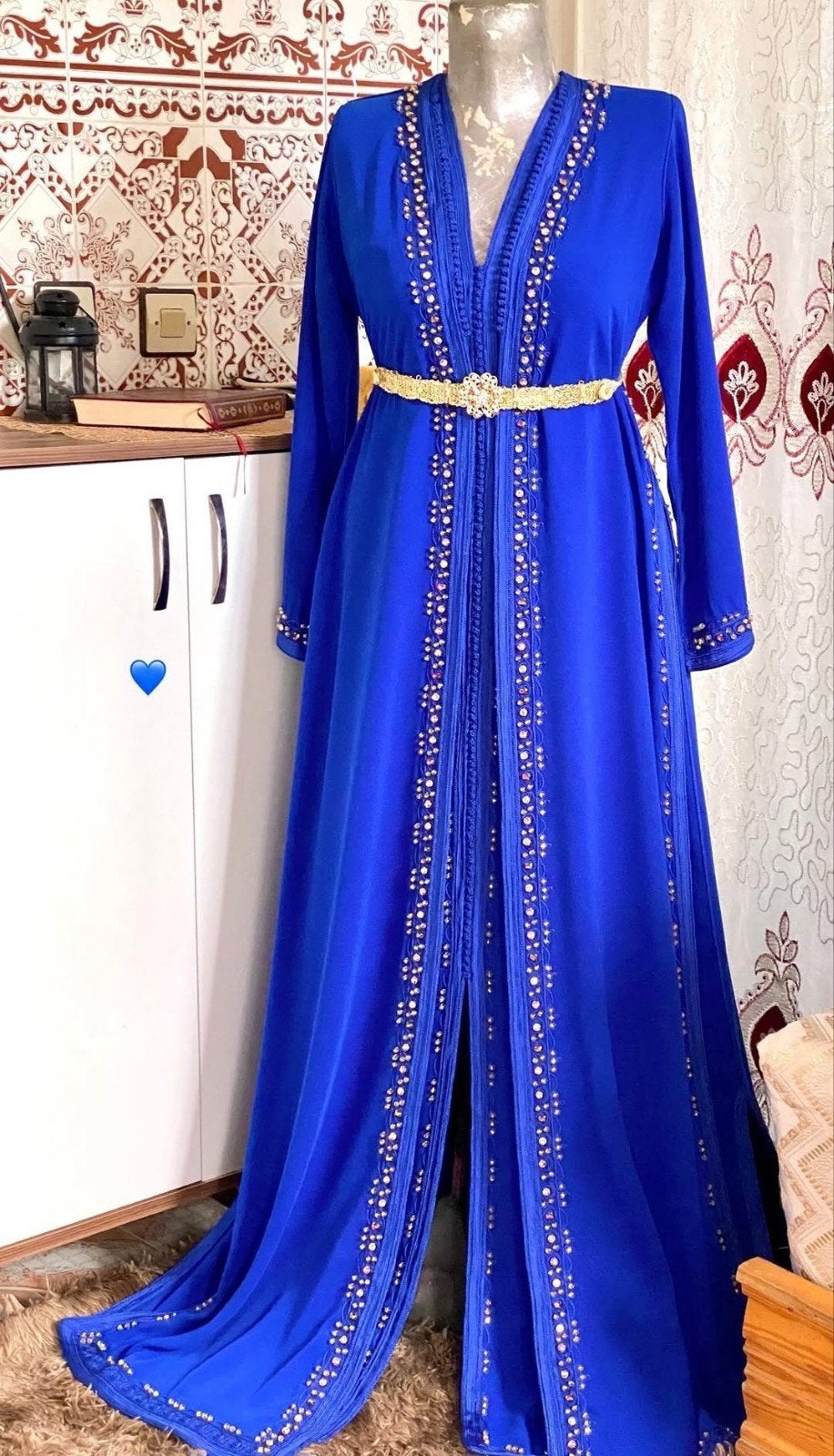 Mooie Marokkaanse Takchita te koop, Maat 38/40 (M), Overige typen, Blauw, Ophalen of Verzenden