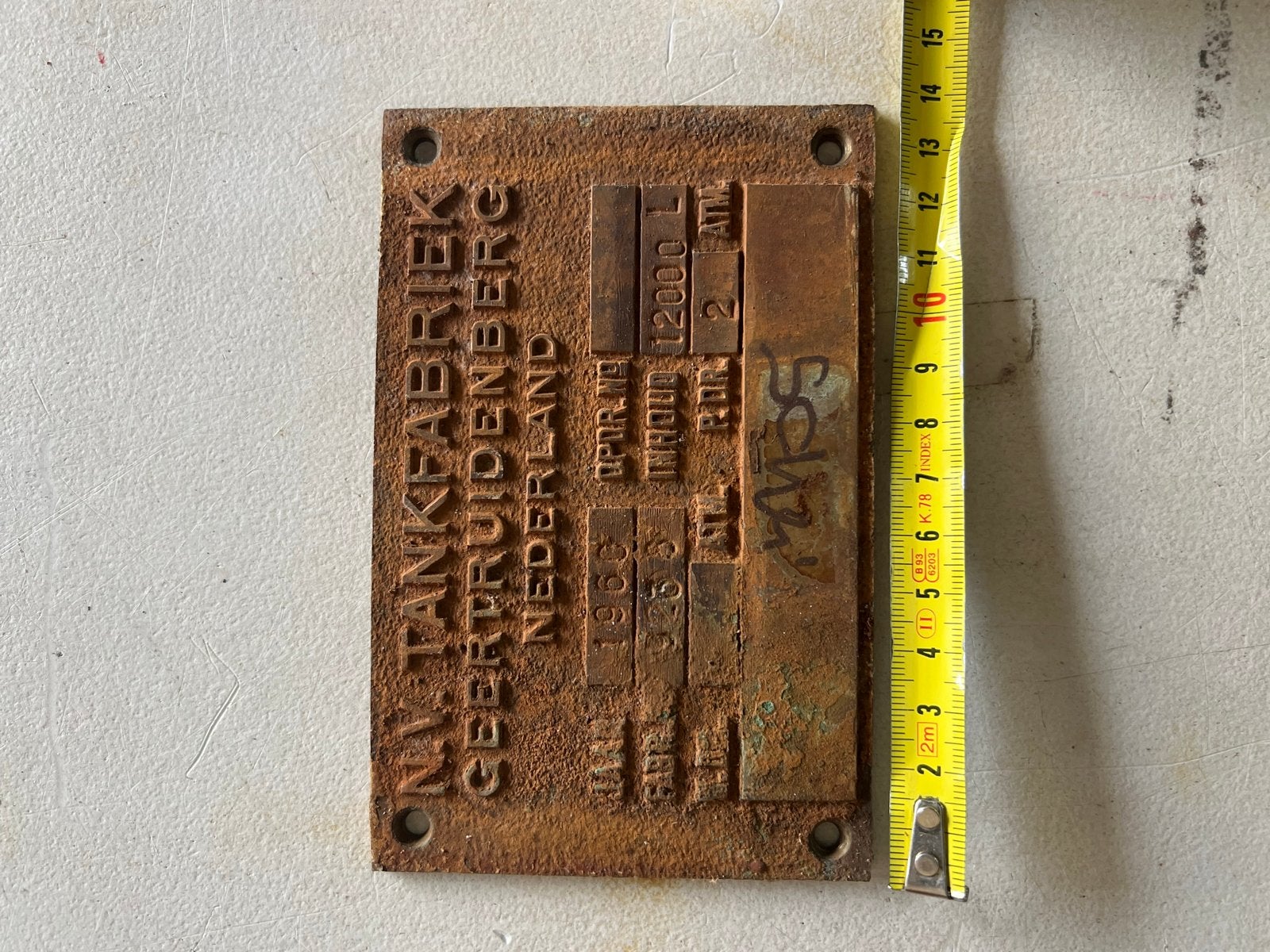 Antieke bronzen plaat N.V. Tankfabriek Geertruidenberg, Ophalen of Verzenden, Brons
